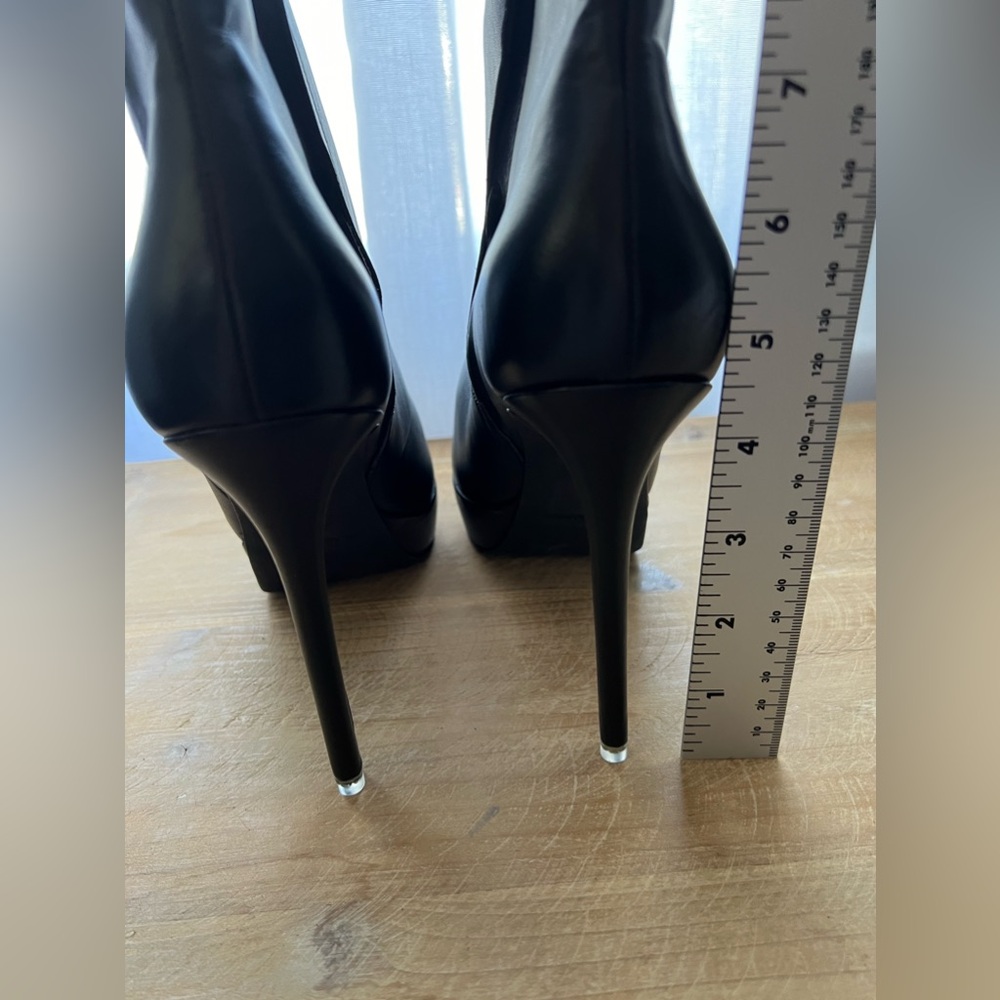 Black Suede Studio Winnie Pointed Toe Platform Stiletto Bootie New - Picture 8 of 9